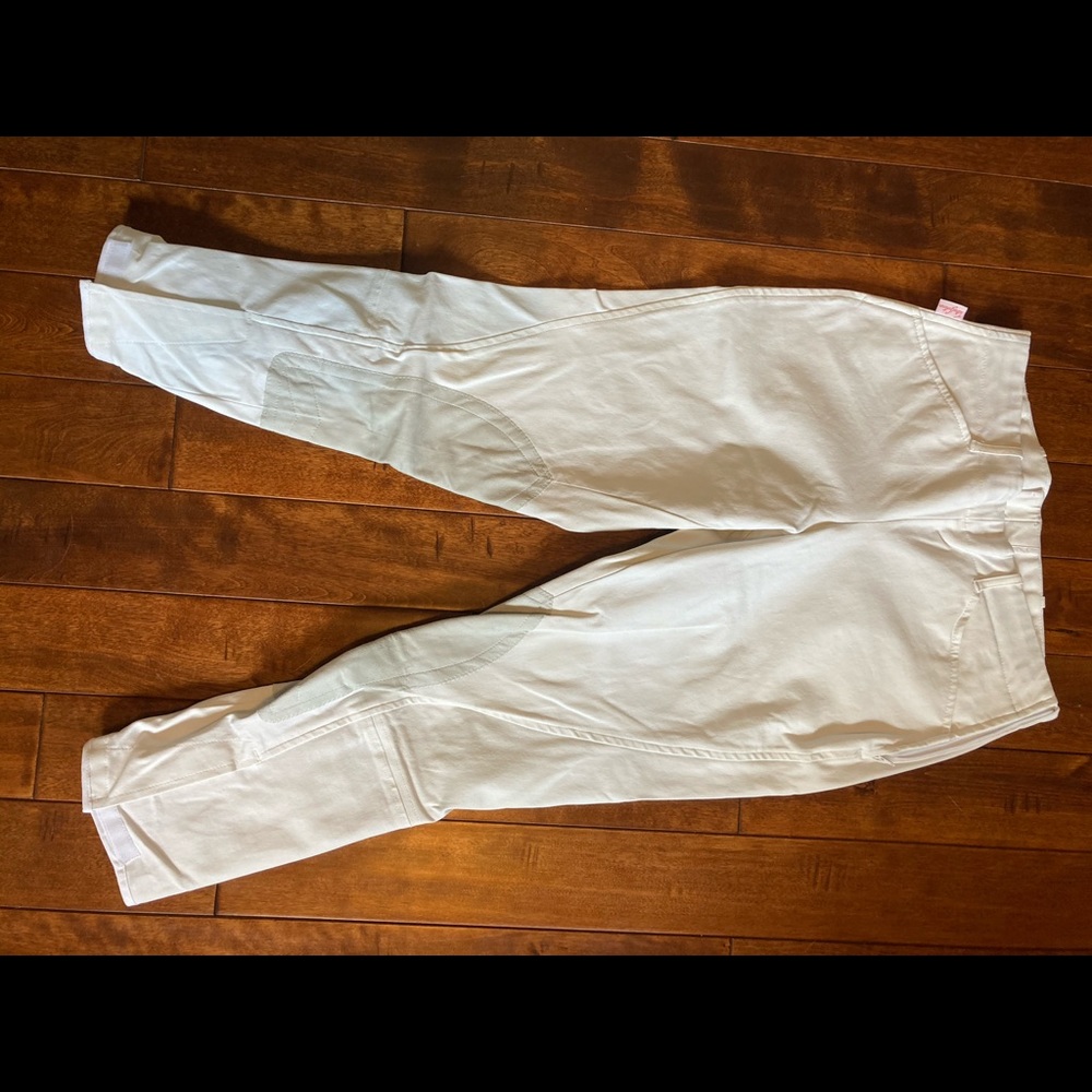 TS Lowrise Side Zip White Knee Patch Breeches EUC